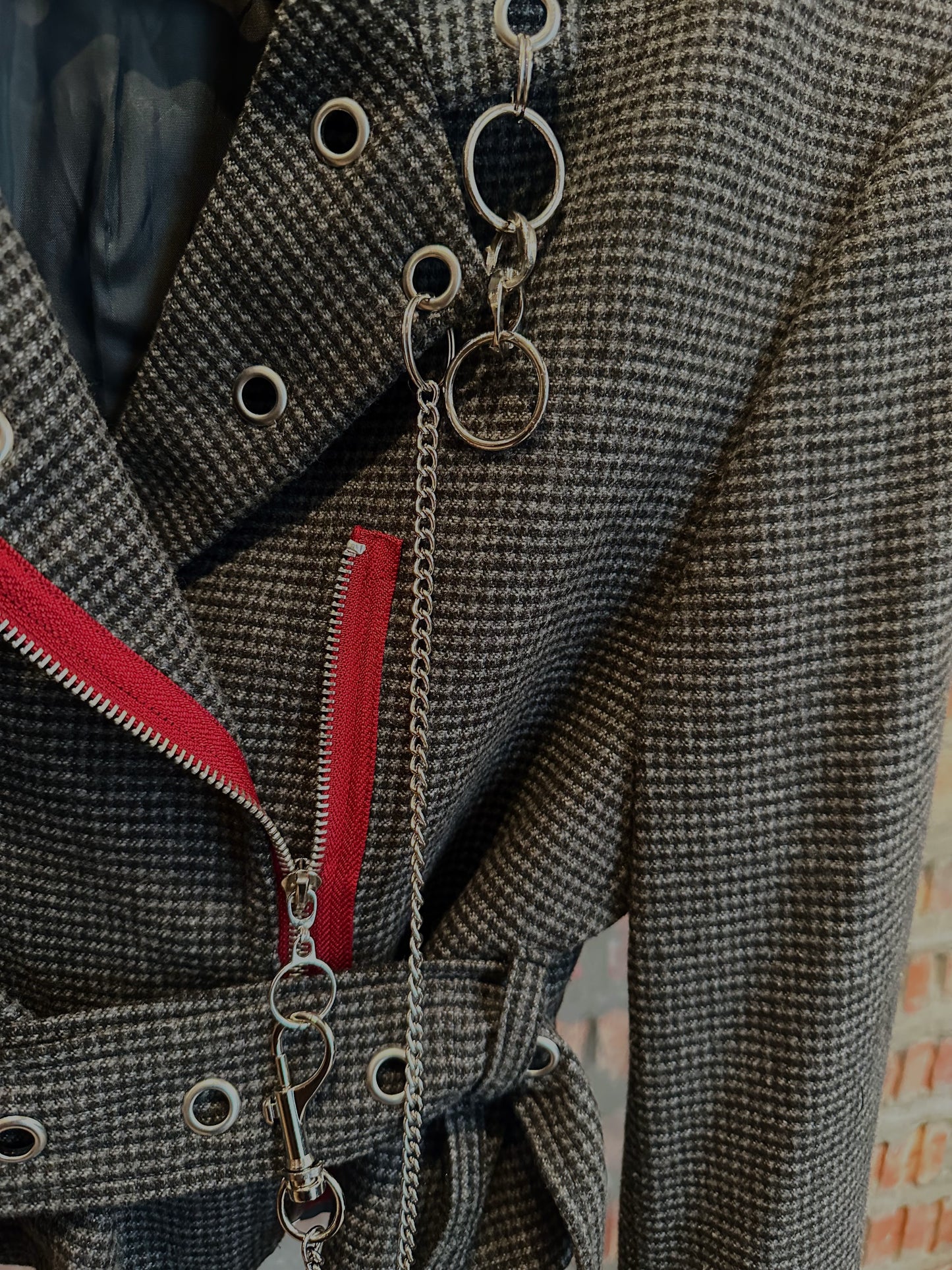 JIMI HENDRIX Upcycled Wool Jacket - Grey (red zip)