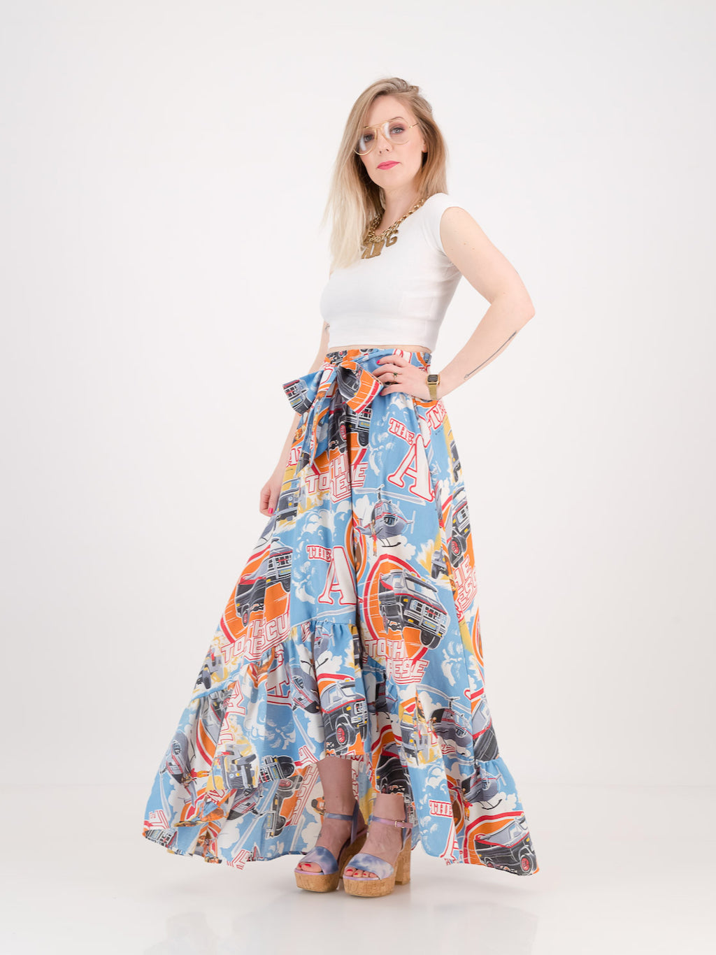 Upcycled Vintage 80's A-Team Maxi Skirt S/M