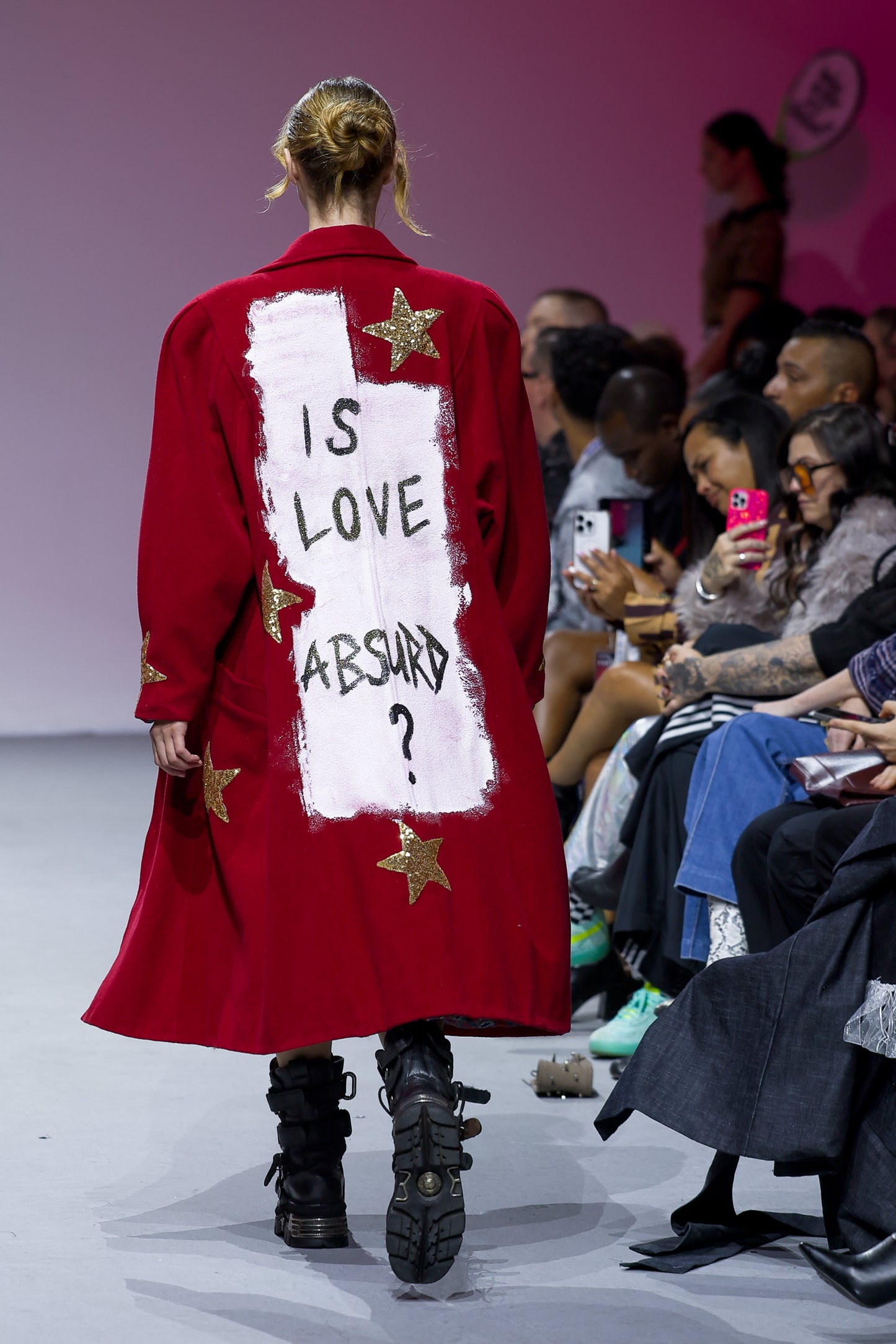 Upcycled Red Vintage Coat "Is Love Absurd?"
