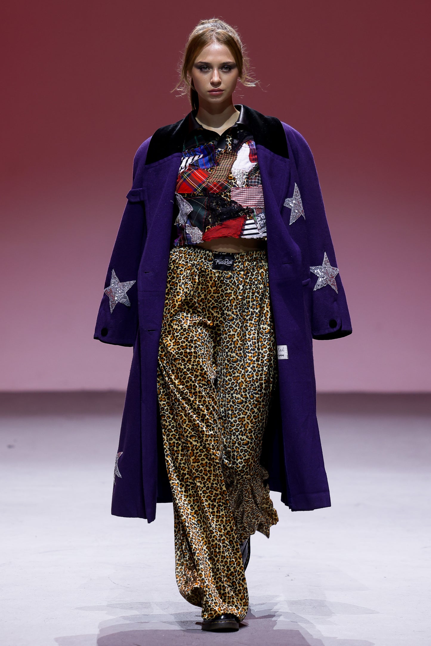 Leopard Print/Fabric Scraps Set & Purple Statement Coat - in Collaboration with Kai Barry