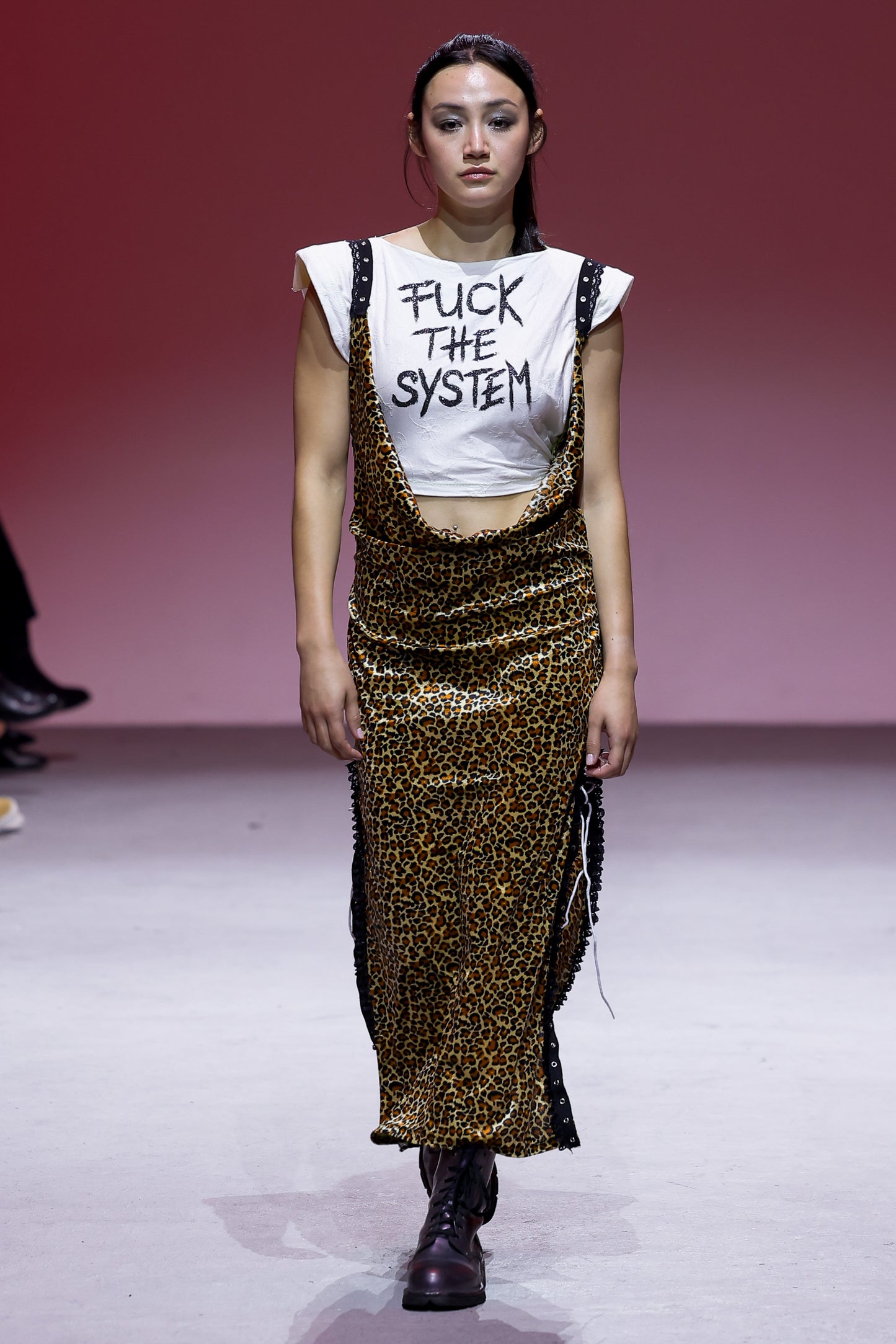 Leopard Print Cowl Neck Dress „Fu*k The System, Not The Planet”