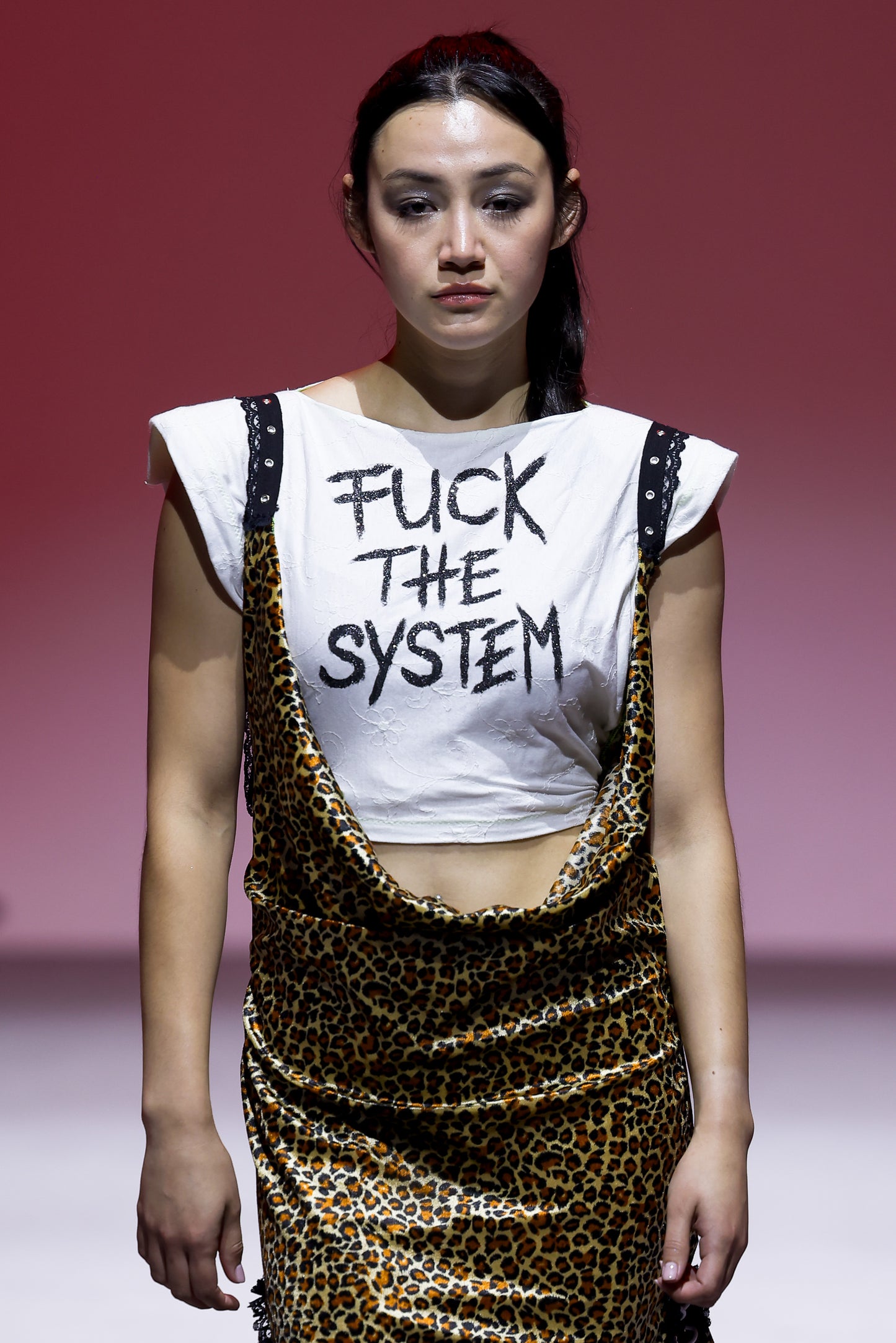 Leopard Print Cowl Neck Dress „Fu*k The System, Not The Planet”